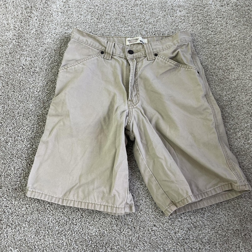 Y2K Levi Strauss Signature Chino Shorts Mens 29 Beige Canvas Workwear 10 Inseam